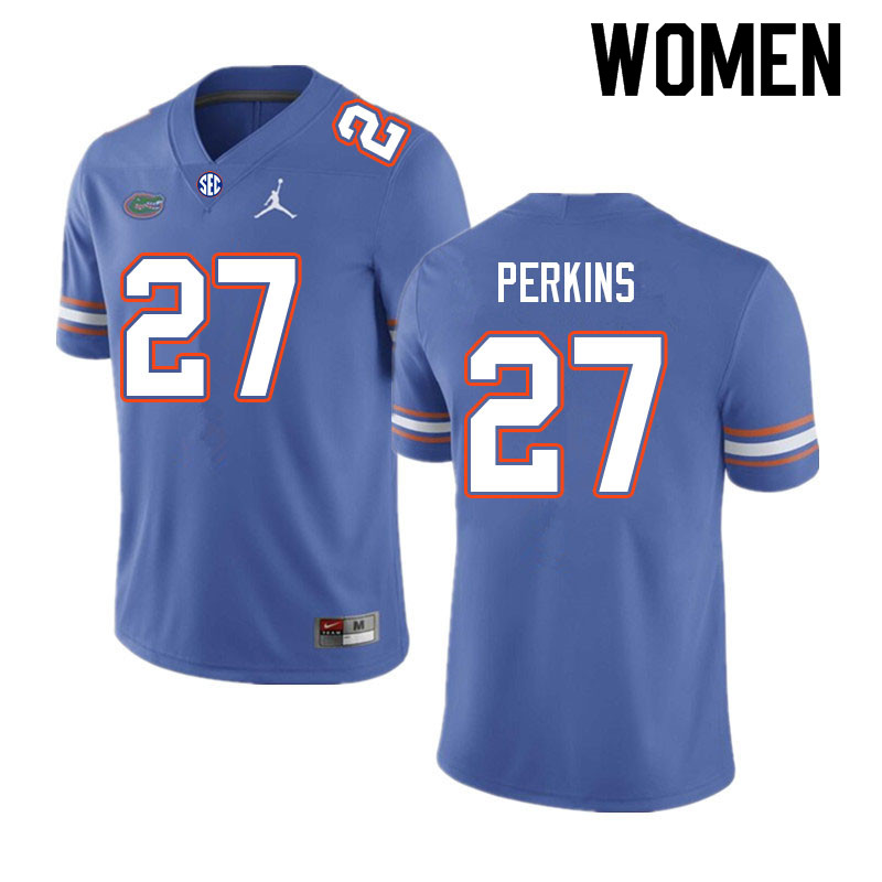 Women #27 Jadarrius Perkins Florida Gators College Football Jerseys Sale-Royal